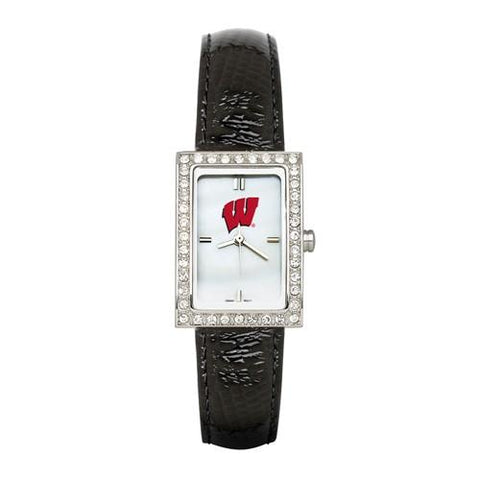 University of Wisconsin Womens Allure Watch - Crystal Bezel - Leather Strap - UWI133_ae1555e3-c58d-4ade-b1e3-f20ca4f71ac9