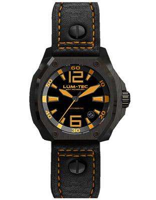 Lum-Tec Mens V-Series Automatic - Black Dial w/ Orange - PVD-Coated - Leather - V2_195f3046-61bb-4a46-808e-fda92799e782