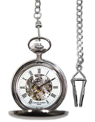 Charles-Hubert Mechanical Skeleton Pocket Watch - Chrome-Plated Brass - 48mm - XWA1034_143ee40d-e364-4235-91c9-dacc9c117007