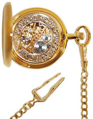 Charles-Hubert 48mm Mechanical Skeleton Pocket Watch - 14k Gold-Plated Brass - XWA1035_af960f26-89cf-4c7c-a2f1-bd756410d117