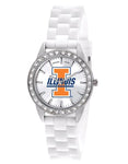 University of Illinois Womens Frost Watch - Crystal Bezel - Silicon Strap - XWL1043