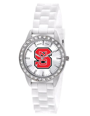 NC State University Womens Frost Watch - Crystal Bezel - Silicone Strap - XWL1057