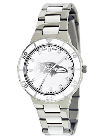 NFL Womens Baltimore Ravens Mother of Pearl Watch - Stainless - Bracelet - XWL745