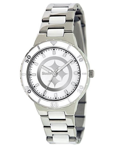 NFL Womens Pittsburgh Steelers Mother of Pearl Watch - Stainless - Bracelet - XWL767