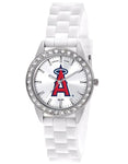 MLB Womens Los Angeles Angels Frost Watch - Crystal Bezel - Silicone Strap - XWL955