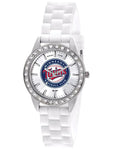 MLB Womens Minnesota Twins Frost Watch - Crystal Bezel - Silicone Strap - XWL959