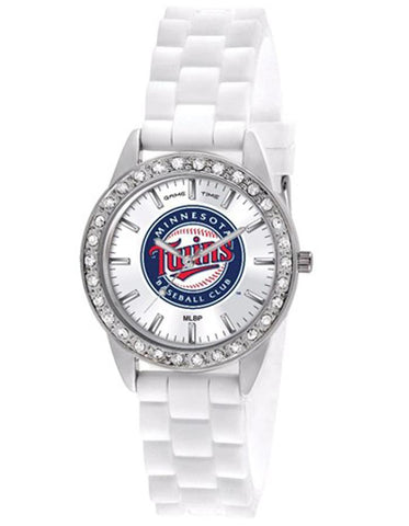 MLB Womens Minnesota Twins Frost Watch - Crystal Bezel - Silicone Strap - XWL959