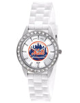 MLB Womens New York Mets Frost Watch - Crystal Bezel - Silicone Strap - XWL960