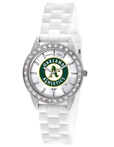 MLB Womens Oakland A's Frost Watch - Crystal Bezel - Silicone Strap - XWL962