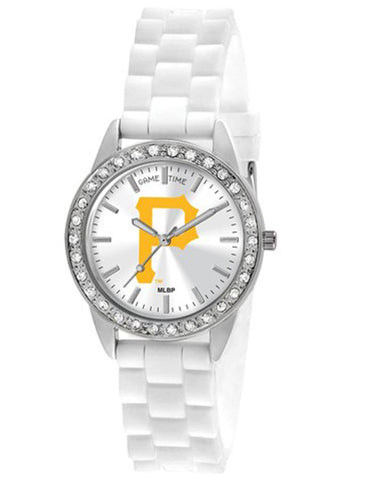 MLB Womens Pittsburgh Pirates Frost Watch - Crystal Bezel - Silicone Strap - XWL964