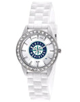 MLB Womens Seattle Mariners Frost Watch - Crystal Bezel - Silicone Strap - XWL967