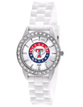 MLB Womens Texas Rangers Frost Watch - Crystal Bezel - Silicone Strap - XWL970