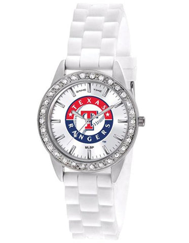 MLB Womens Texas Rangers Frost Watch - Crystal Bezel - Silicone Strap - XWL970