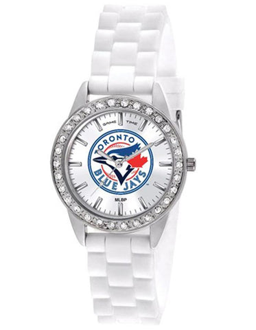 MLB Womens Toronto Blue Jays Frost Watch - Crystal Bezel - Silicone Strap - XWL971