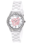 MLB Womens Washington Nationals Frost Watch - Crystal Bezel - Silicone Strap - XWL972