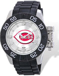 MLB Mens Cincinnati Reds Beast Watch - Color Logo Dial - Rubber Strap - XWM2097