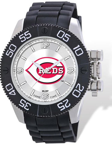 MLB Mens Cincinnati Reds Beast Watch - Color Logo Dial - Rubber Strap - XWM2097