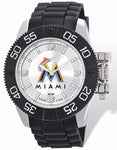 MLB Mens Miami Marlins Beast Watch - Color Logo Dial - Rubber Strap - XWM2105