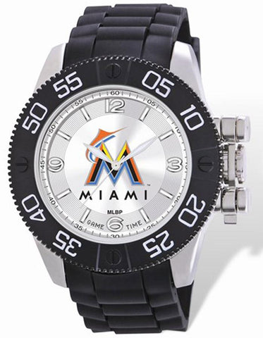 MLB Mens Miami Marlins Beast Watch - Color Logo Dial - Rubber Strap - XWM2105