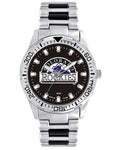 MLB Mens Colorado Rockies Heavy Hitter Watch - Bracelet Strap - Color Logo - XWM2607