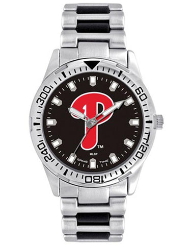 MLB Mens Philadelphia Phillies Heavy Hitter Watch - Bracelet Strap - Color Logo - XWM2631