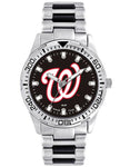 MLB Mens Washington Nationals Heavy Hitter Watch - Bracelet Strap - Color Logo - XWM2649