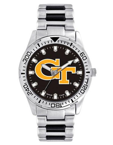 Georgia Tech Logo Mens Heavy Hitter Watch - Black Dial - Bracelet - XWM2749