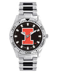 University of Illinois Logo Mens Heavy Hitter Watch - Black Dial - Bracelet - XWM2753