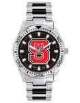 NC State University Logo Mens Heavy Hitter Watch - Black Dial - Bracelet - XWM2793