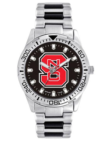 NC State University Logo Mens Heavy Hitter Watch - Black Dial - Bracelet - XWM2793