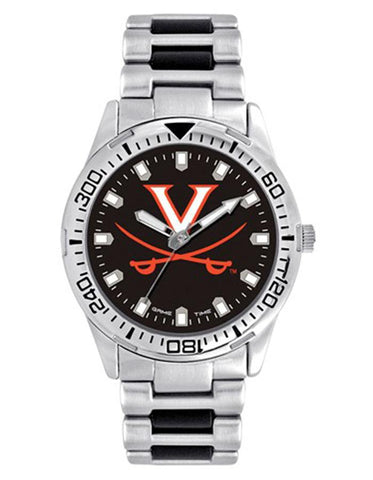 University of Virginia Logo Mens Heavy Hitter Watch - Black Dial - Bracelet - XWM2827